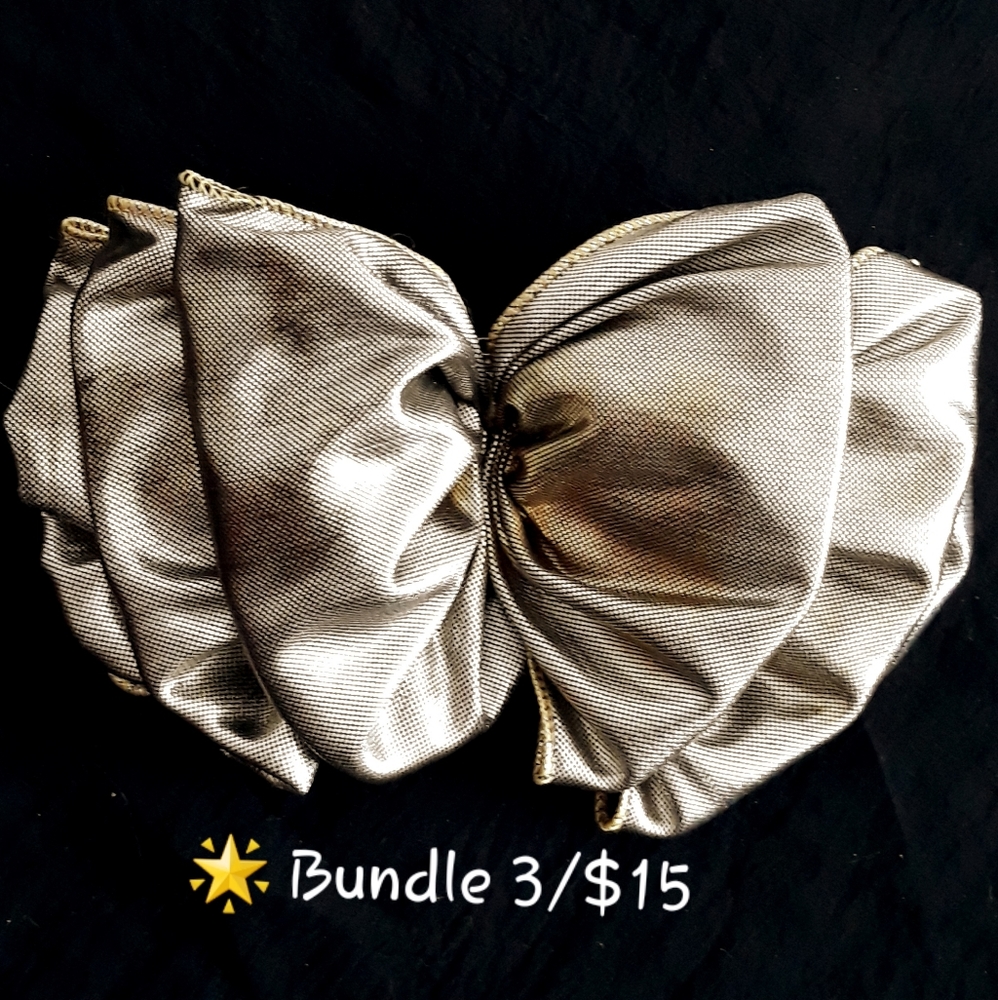 Vintage 1980's Oversized Gold Metallic Bow Hair Clip